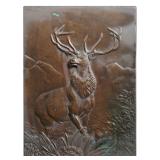 Antique Bronze Elk Relief Plaque