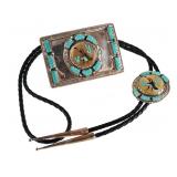 ZUNI Signed LONJOSE Sterling Bolo Tie Belt Buckle