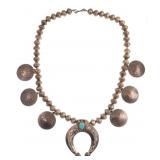 Navajo SQUASH BLOSSOM Silver Dollars Necklace