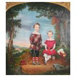 American School 19C Portrait of Two Children