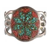 Native American Sterling & Turquoise Cuff Bracelet