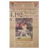 PETE ROSE Signed Cincinnati Newspaper