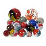 Lot of ANTIQUE MARBLES (17), up to 1-5/8"