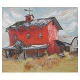 AGNES HART, Farmhouse Watercolor Painting