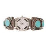 ZUNI Sterling Turquoise Snake Motif Watch Band