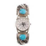 Native American Sterling & Turquoise Watch Band