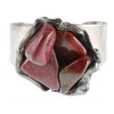 Massive Navajo Sterling & Jasper Cuff Bracelet