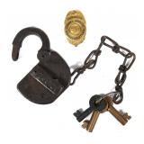 Illinois Deputy Sheriff Badge and Old ITRR Lock