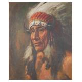 Native American Chief, Portrait Painting.