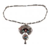 Native American Turquoise Squash Blossom Necklace