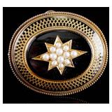 Victorian 14k Gold Mourning Brooch Hair Locket