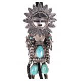 Vintage Hopi Kachina Sterling Bolo Turquoise