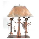 Massive Native American Metal Figural Lamp