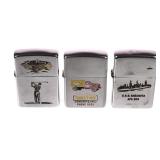 Lot of 3 Vintage ZIPPO Lighters USS Sarasota