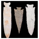 3 Indian Arrowheads, Spear Points, Texas