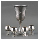 (5) Sterling Gorham Cordials and Wallace Goblet