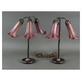 Pair John Cook Studios Art Glass Lamp c.1987