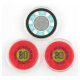 (3) Monte Carlo Casino Poker Chips