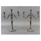 Pair of Antique SIlverplate 3 Light Candelabras