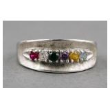 10kt White Gold Rainbow Birthstone Ring