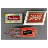 (3) Vintage Lighted Beer Signs