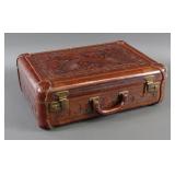 Vintage 1970's Mexican Tooled Leather Briefcase