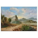 American Landscape Painting Oil on Board