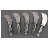 (5) Mexican Sterling Abalone Knives