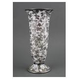 Silver Overlay Floral Glass Vase