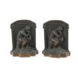 (2) Bronze Thinker Bookends