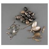 Sterling Silver Salt Spoon & Salt & Pepper Shakers