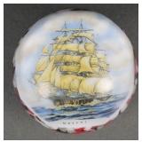 Vintage TOM MOSSER Nautical Glass Paperweight Ship