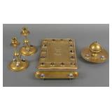 Arts & Crafts English Agate Cabochon Desk Set