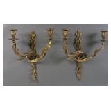 Elegant Pair of Brass Wall Sconces French Baroque