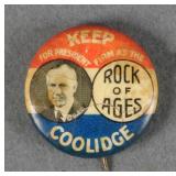 Calvin Coolidge "Rock of Ages" Campaign Button