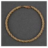 14K Gold Braided Rope Bracelet 7"