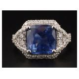 Platinum Sapphire and Diamond Ring