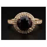 14K Gold Spinel and Diamond Ring