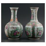 (2) Vtg Rose Medallion Chinese Export Vases