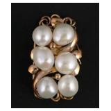 14K Gold Cultured Pearl Multi-Strand Clasp