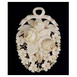 Victorian Ivory Portrait Window Carved Pendant