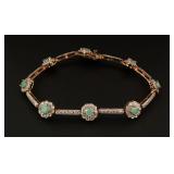 18K Gold Over Sterling Emerald & Diamond Bracelet