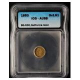 1853 California Gold Octagonal $1 ICG AU58