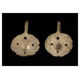 Pair of Pre-Columbian Tumbaga Gold Earrings
