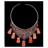 Silver and Spondylus Artisan Choker Necklace