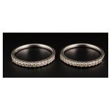 14K White Gold Diamond Wedding Band Set