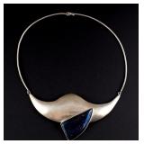Silver and Obsidian Necklace, signed Edda Morillo