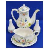 Country Fench Teapot, Gravy Bowl Ironstone Japan