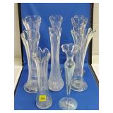 Vtg Ruffled & Bud Clear Vases Lot