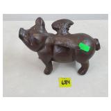 Cast Iron Pig w/ Wings Statue, 6 3/4" Width